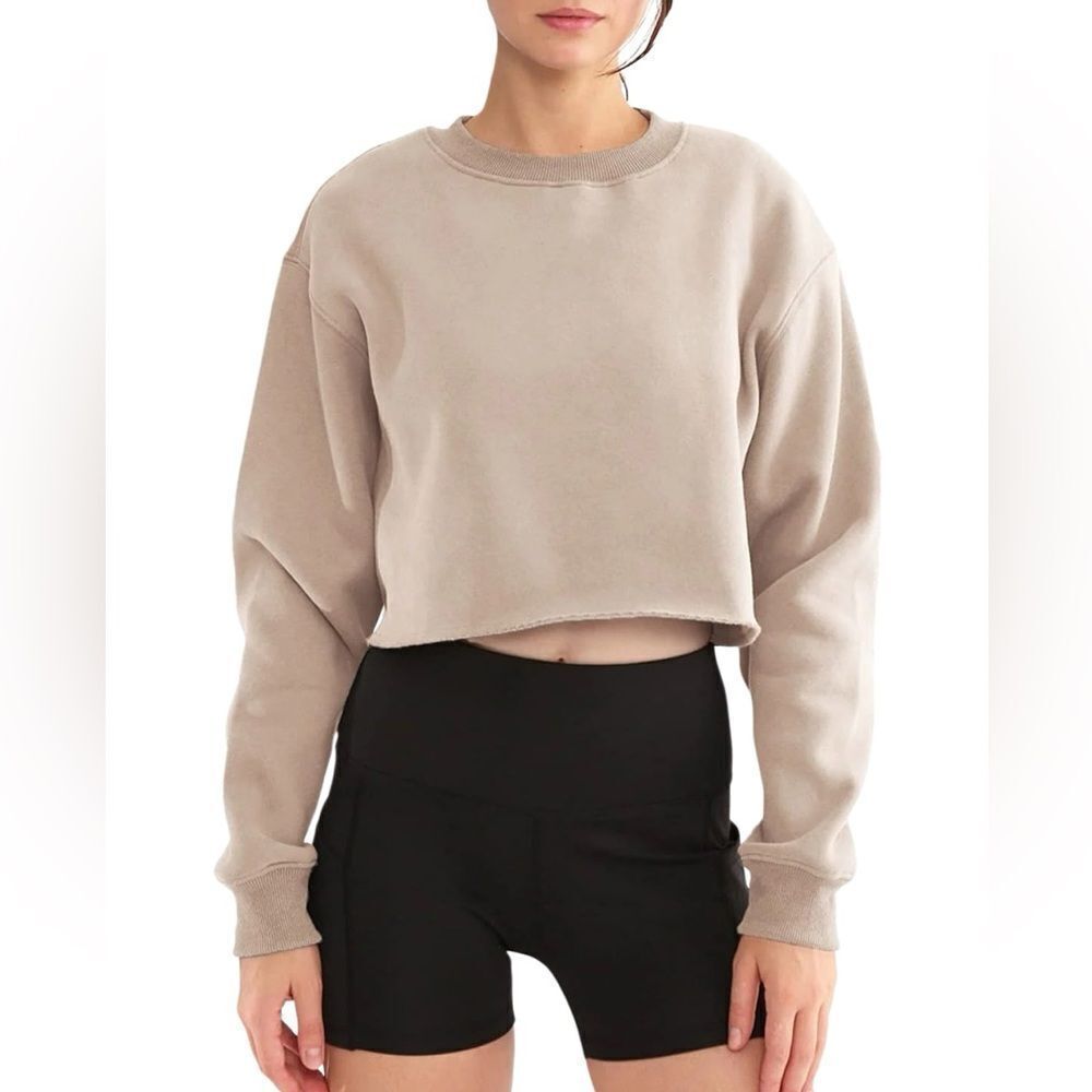 Amazhiyu Women' s Fleece Pullover Cropped Sweatshirt Size Medium